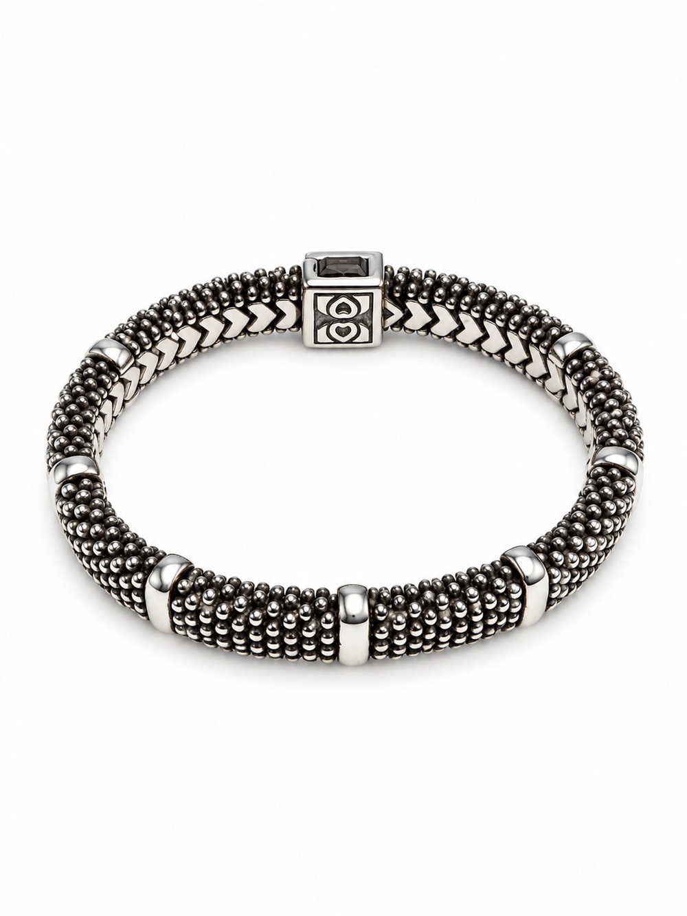 Lagos Station Caviar Sterling Silver Flexible 9MM Bracelet